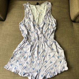 Lavender floral surplus romper